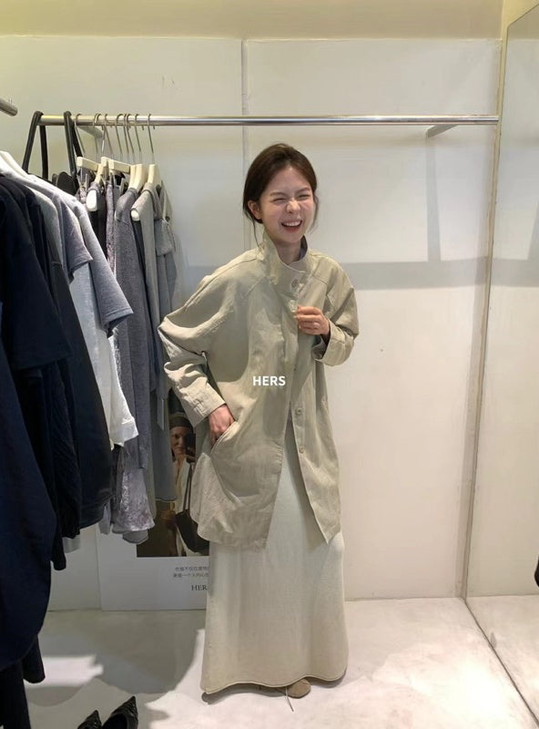 HERS> 長款立領風衣 20277#