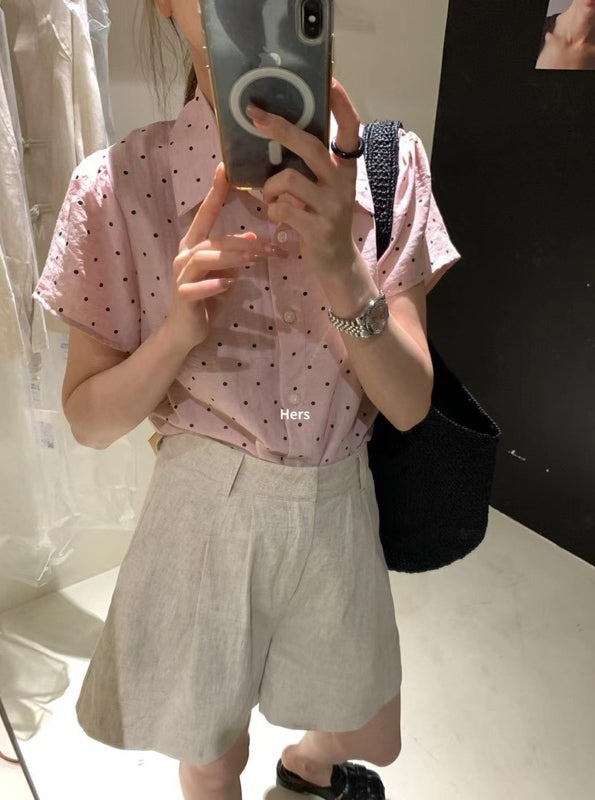 HERS> 波點麻襯衫 9525#