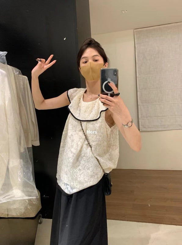 HERS> 貴氣荷葉領小衫 9568#