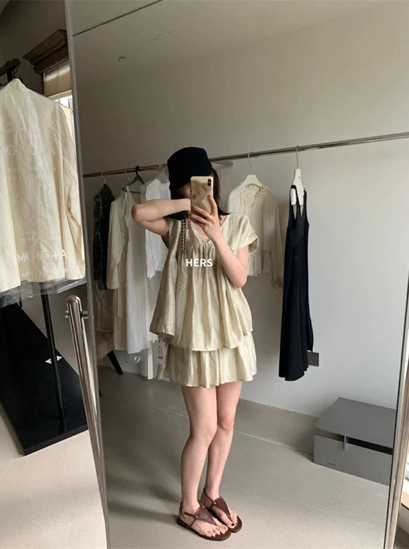 HERS> V領無袖休閒套裝 20847#