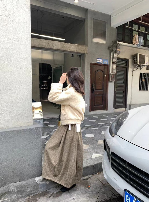 HERS> 造型感毛呢氣球半裙 10510#