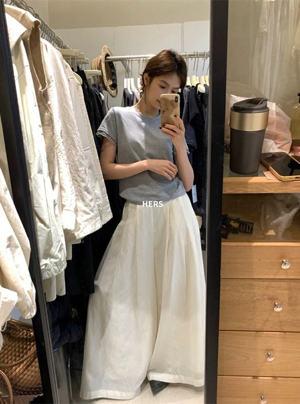 HERS> 可愛蕾絲袖純色T 20435#