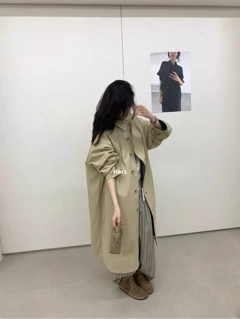 HERS> 休閒連帽長款風衣 92049#