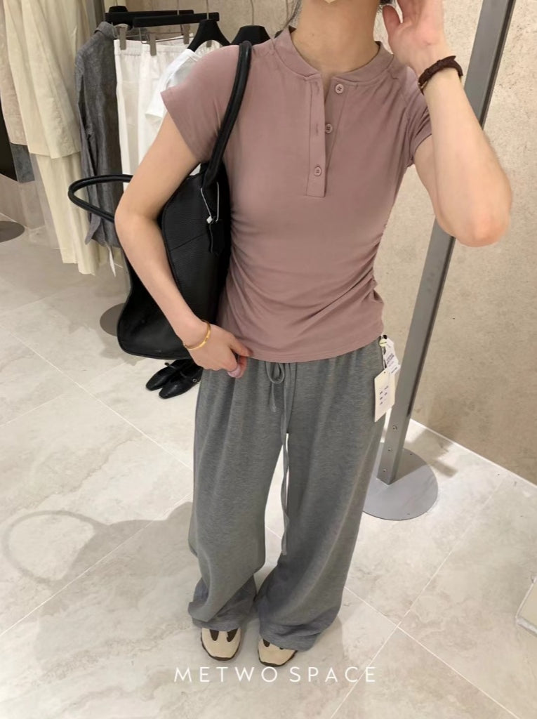 METWO> 正肩捏腰瘦瘦T 08288#