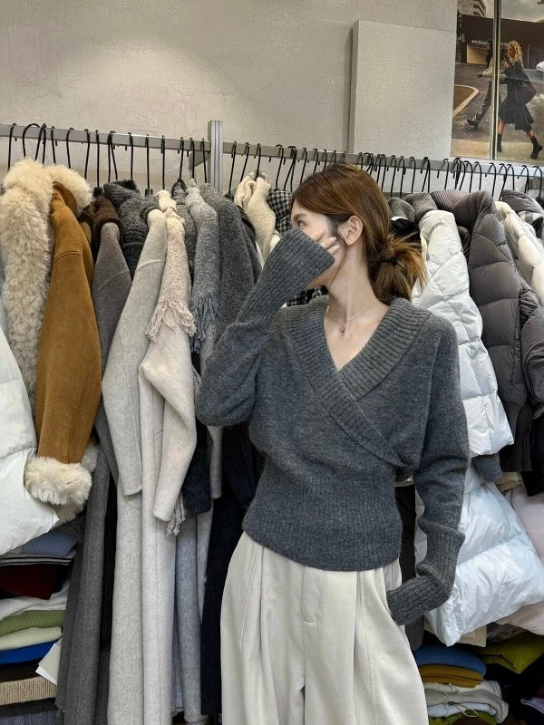 YJNN - V領縮腰毛衣 299#