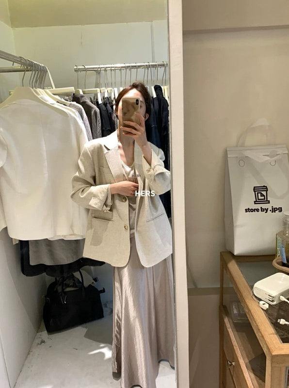 HERS> 外搭麻西裝外套 20336#