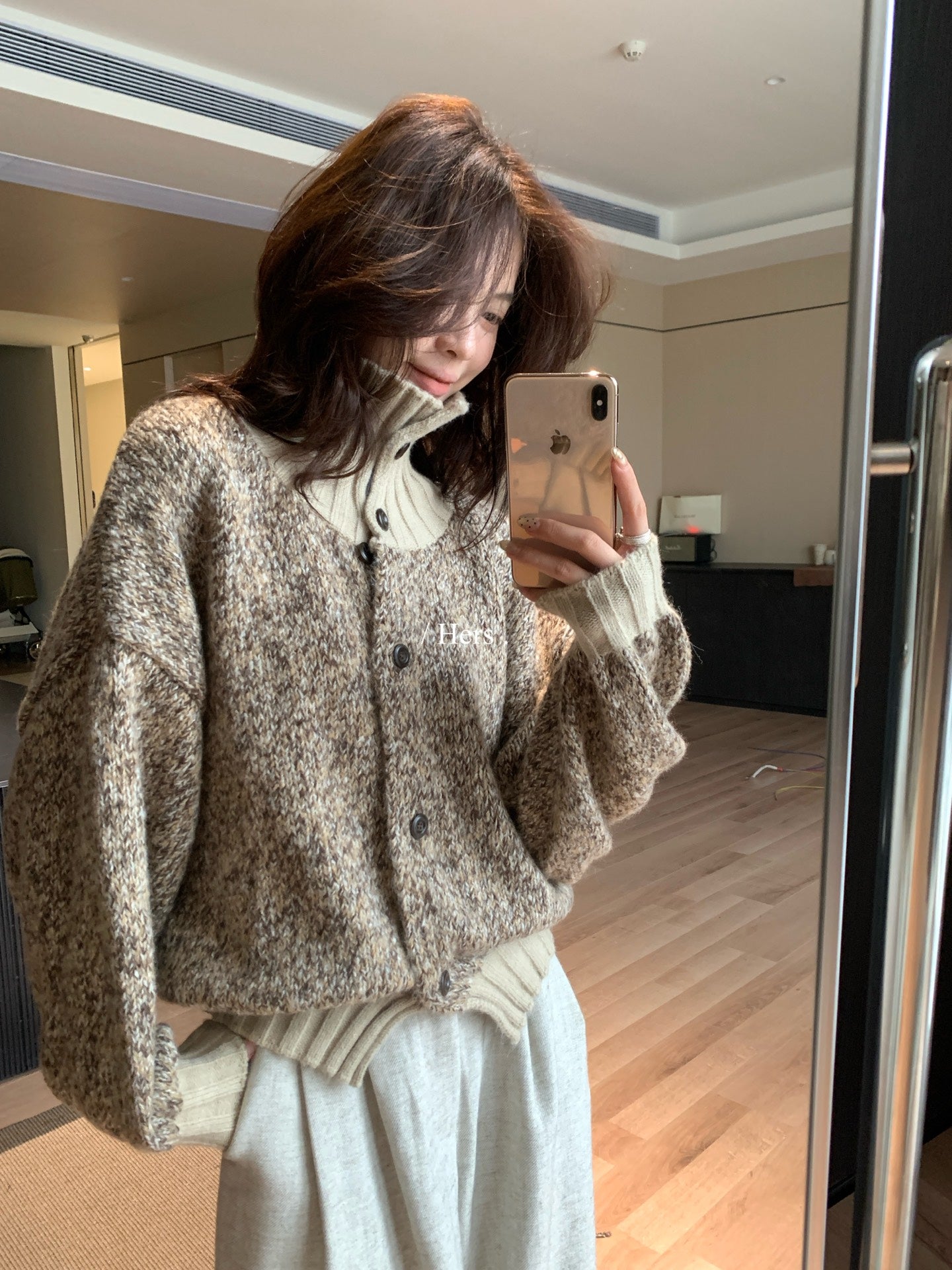 Hers - 撞色高領毛衣 92665#