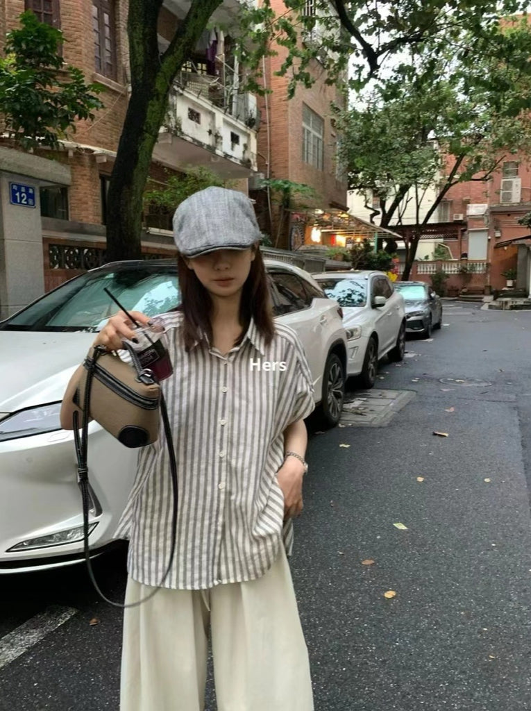 HERS> 小飛袖條紋襯衫 20650#