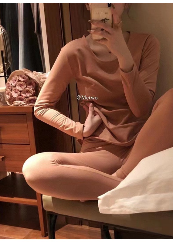 METWO> 禦寒神器保暖修身德絨發熱套裝 64#