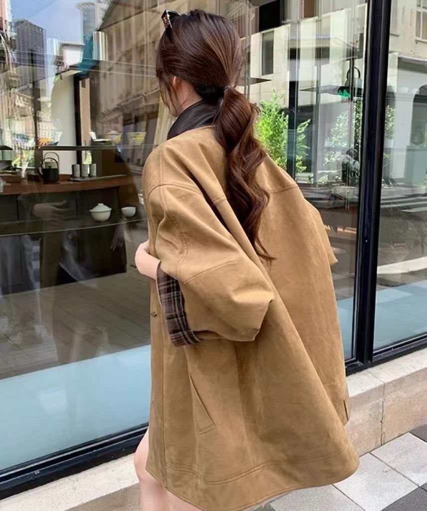 YJ - 立領撞色麂皮絨風衣 3319#