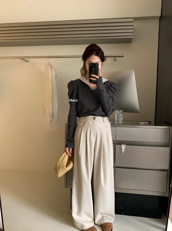 HERS> 條紋拼接上衣3色 9100#