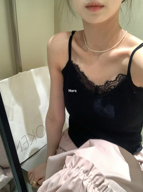 HERS>蕾絲羊絨吊帶衫 9194#