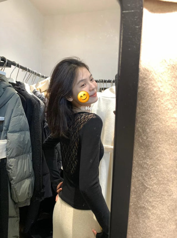 HERS> 後背蕾絲拼接上衣 #10318#