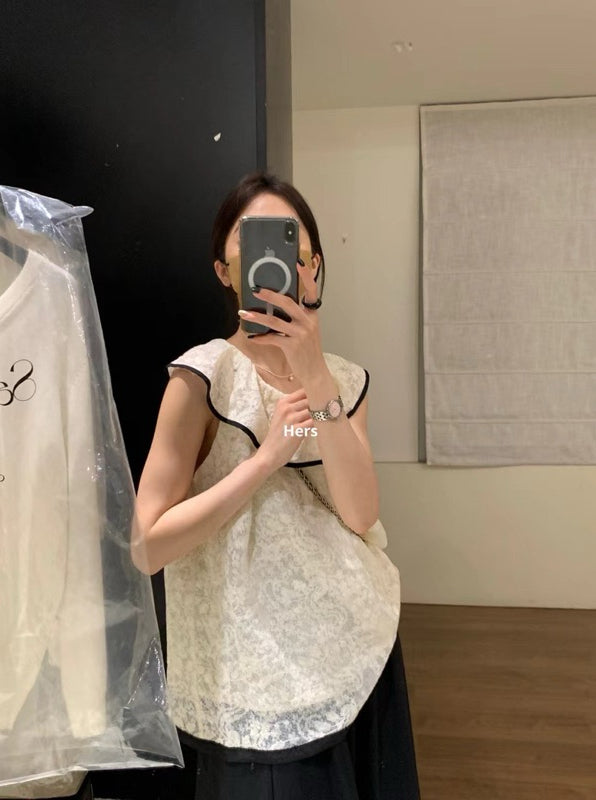 HERS> 貴氣荷葉領小衫 9568#