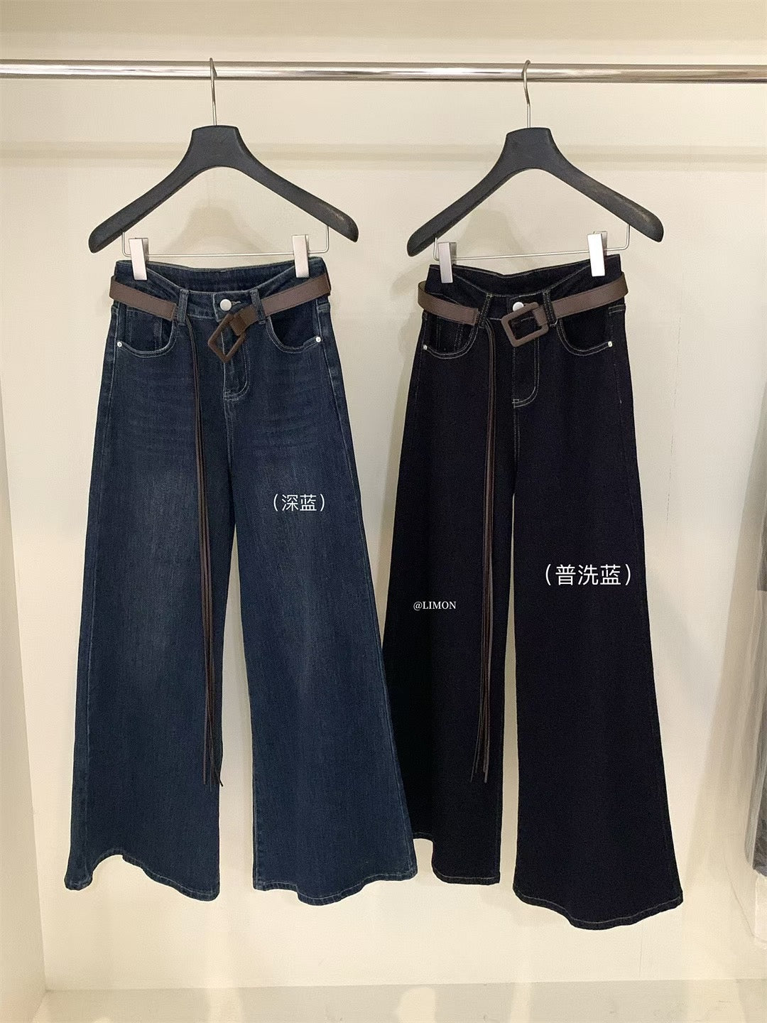 LEMON- 超模牛仔褲 2色配腰帶 2627#