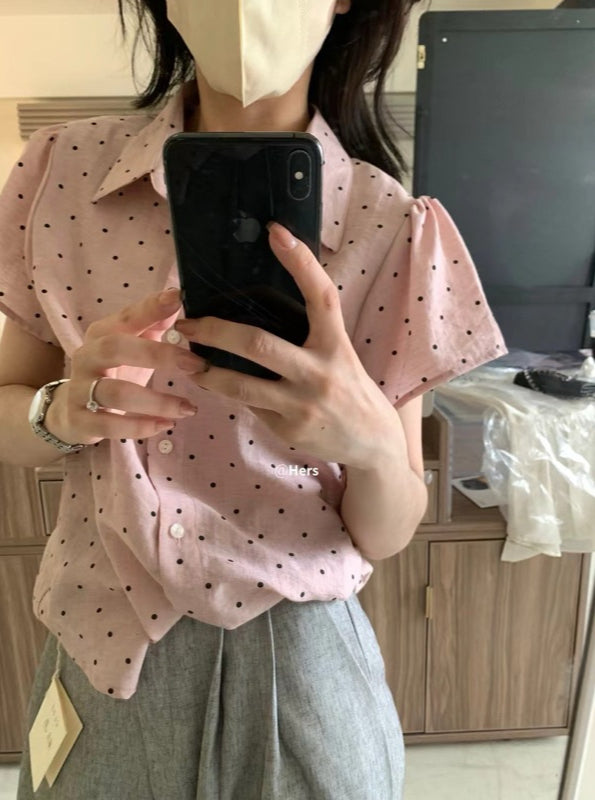 HERS> 波點麻襯衫 9525#