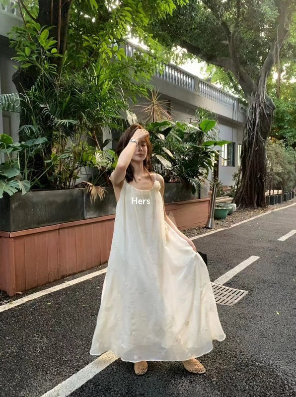 HERS> 氣質玫瑰吊帶連衣裙 20782#