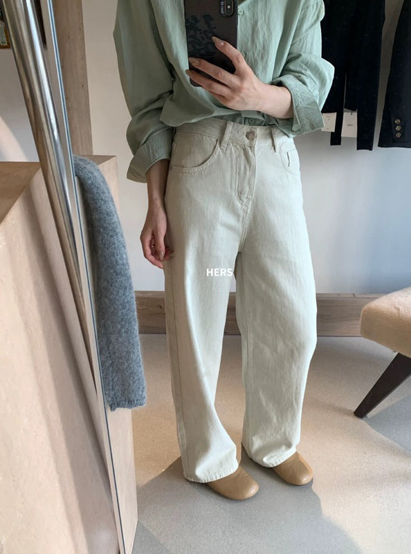 HERS> 小眾水洗色直筒牛仔褲 20392#