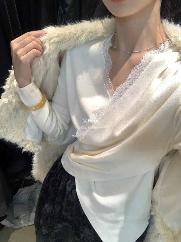 HERS> 掐腰不規則V領針織衫 10591#