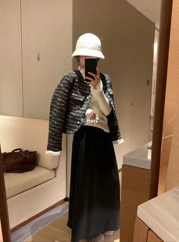 HERS> 小香外套& 3色加厚蕾絲打底 10455#