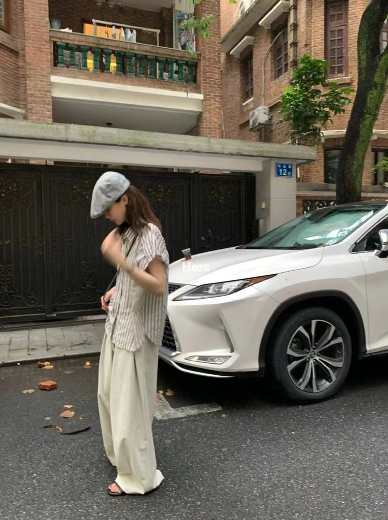 HERS> 小飛袖條紋襯衫 20650#