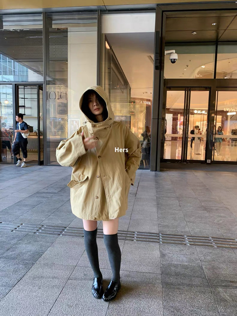 HERS> 連帽中長款風衣 92086#