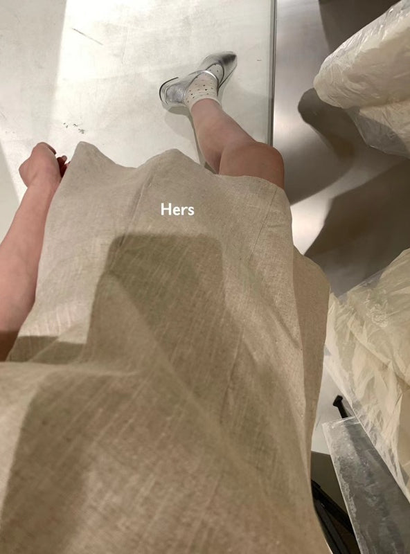 HERS> 亞麻氣質連衣裙 9399#
