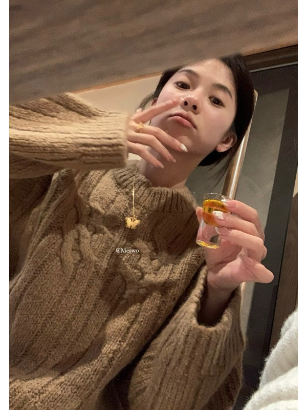 METWO> 2件套麻花毛衣 #2191#