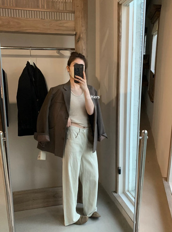 HERS> 小眾水洗色直筒牛仔褲 20392#