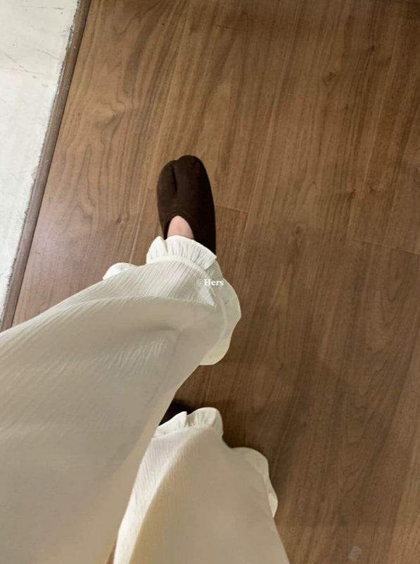 HERS>#純色花邊闊腿褲 10002#