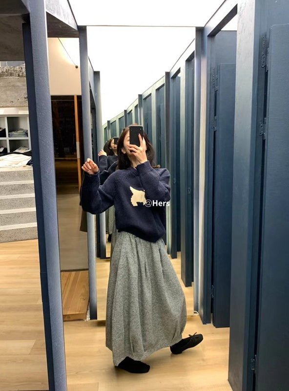 HERS> 造型感毛呢氣球半裙 10510#