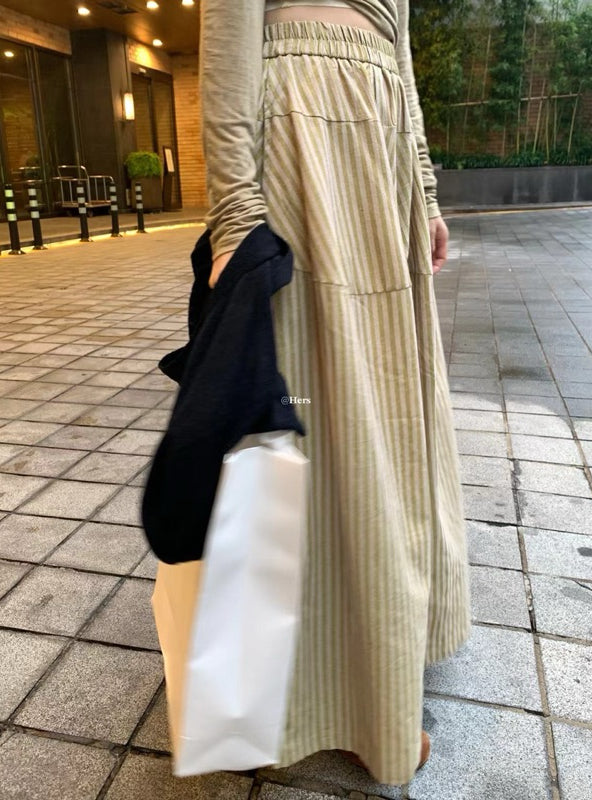 HERS>#拼接條紋裙褲 0960#