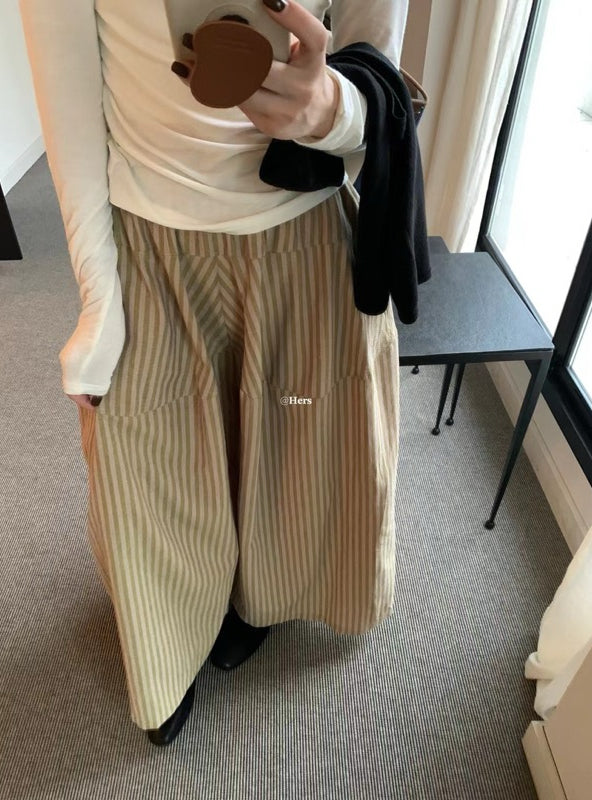 HERS>#拼接條紋裙褲 0960#