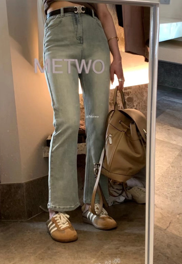 METWO> 360°高彈牛仔直筒褲sml 1231#