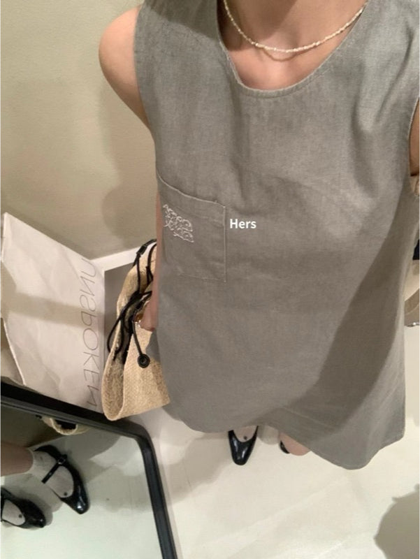 HERS> 3色刺繡背心裙sml 9188#