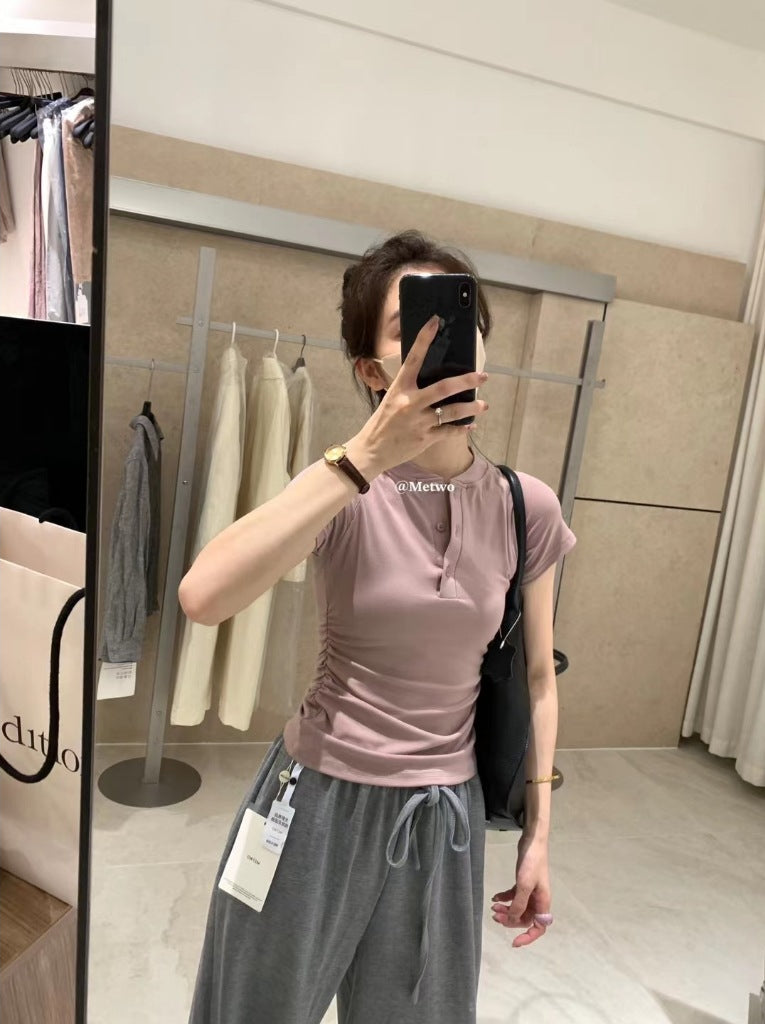 METWO> 正肩捏腰瘦瘦T 08288#