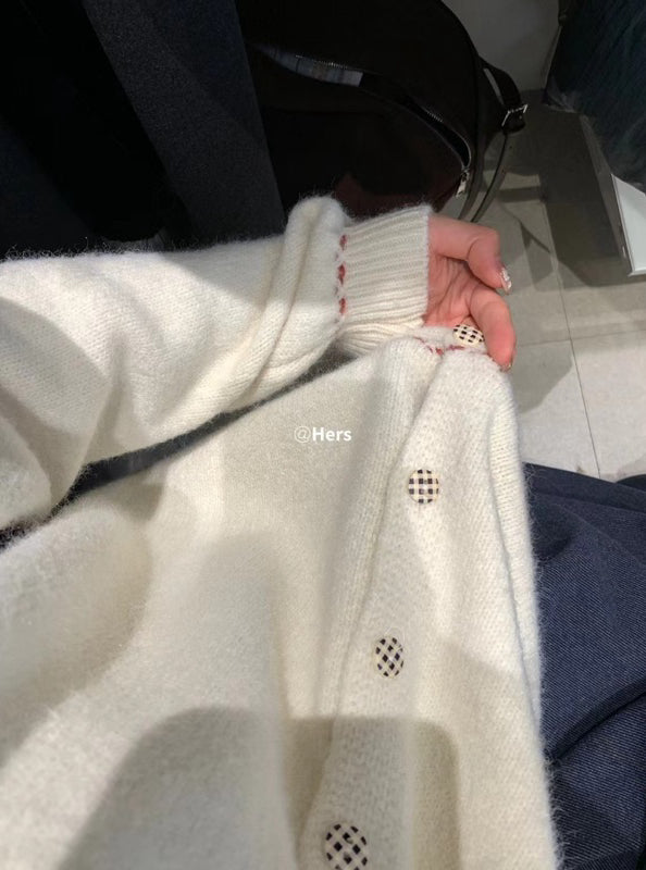 HERS> 韓代格子扣毛衣 #10384#
