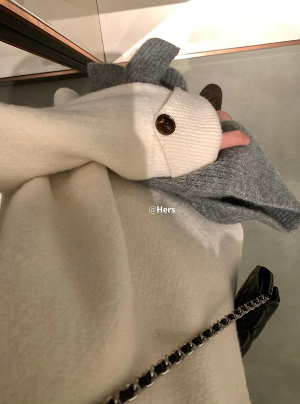 HERS> 正肩鈕扣傘擺毛衣 #10325#