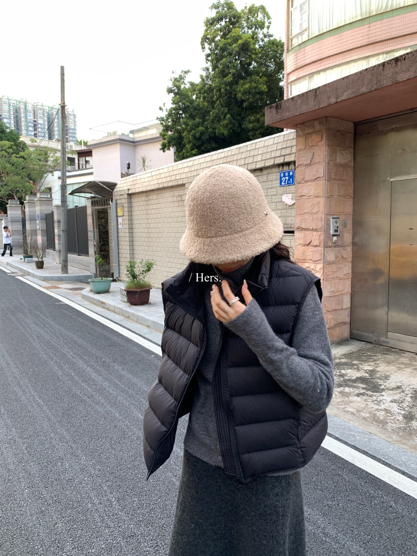 Hers - 立領白鴨絨羽絨馬甲 92535#