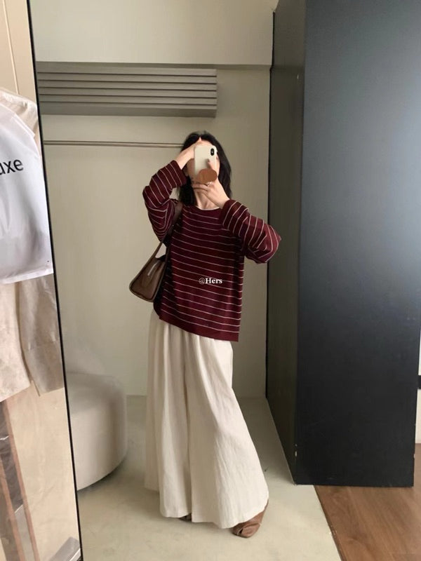 HERS> 2色條紋針織衫 #10082#