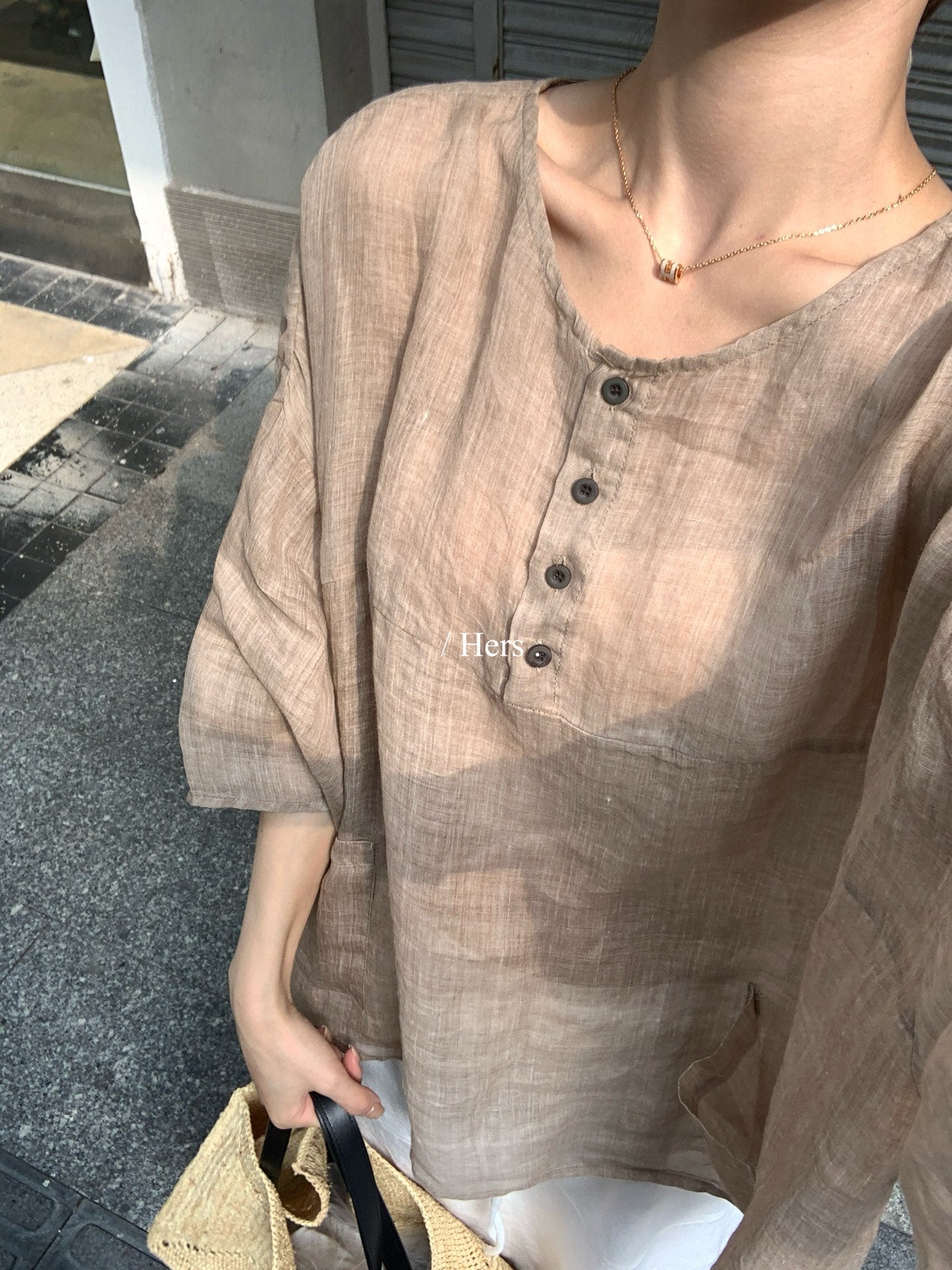 Hers - 100苎麻日系小衫 80465#