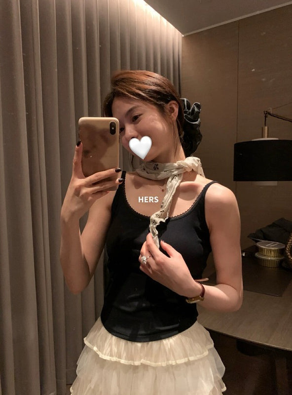 HERS> 簡約花邊帶BRA吊帶背心 20577#