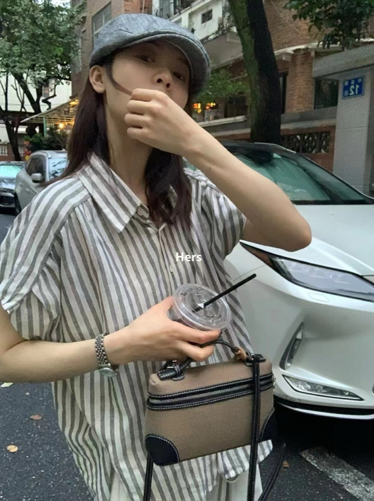 HERS> 小飛袖條紋襯衫 20650#