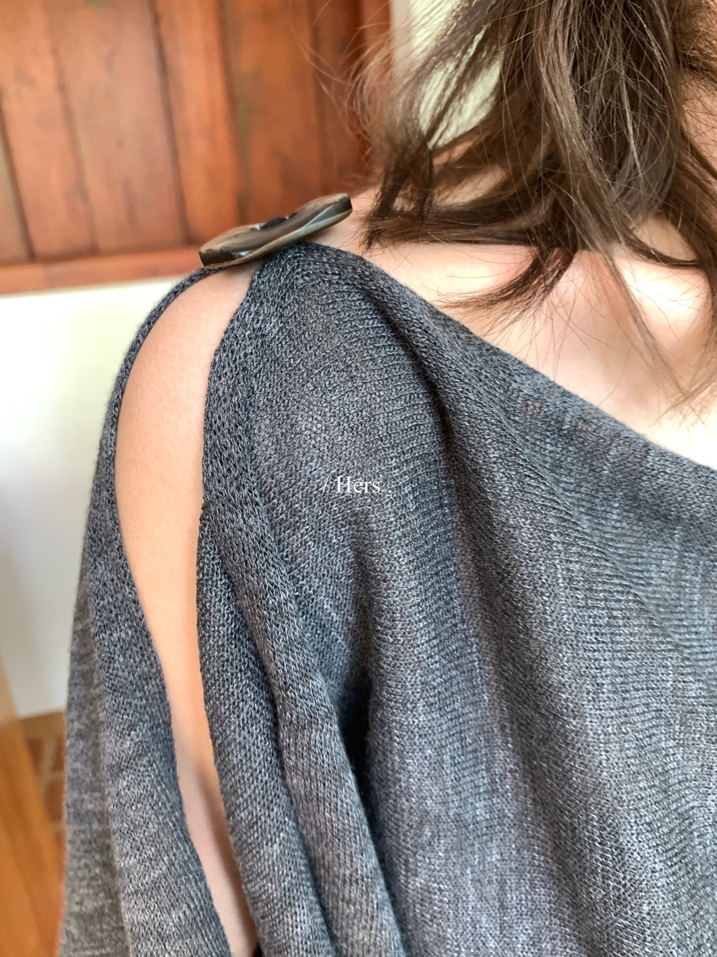 Hers - 一粒扣蕩領氣質針織衫 80509#