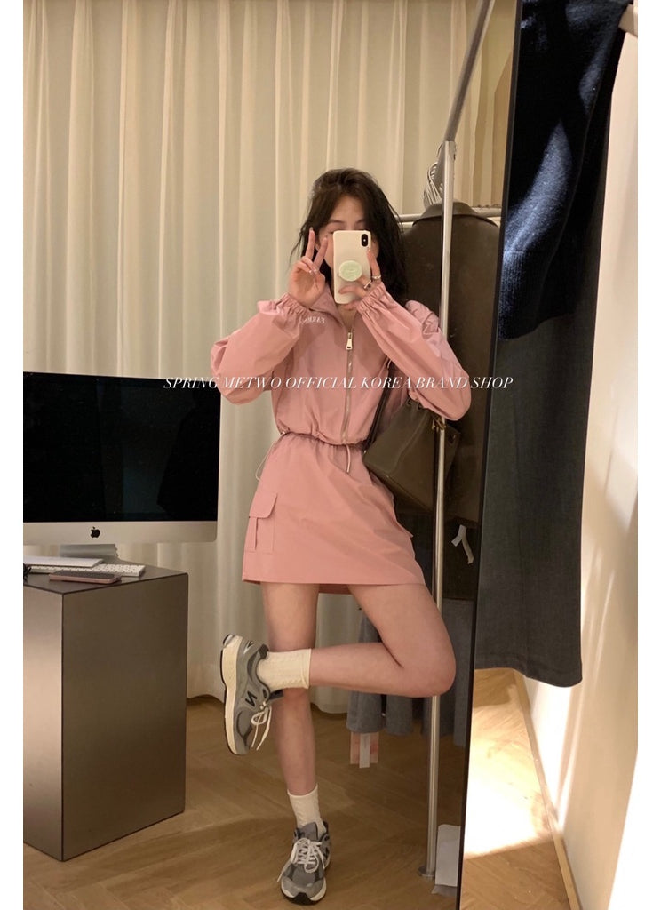 METWO> 皮粉衝鋒衣套裝 1026#