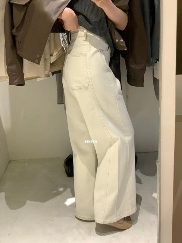 HERS> 純色簡約牛仔褲 20410#
