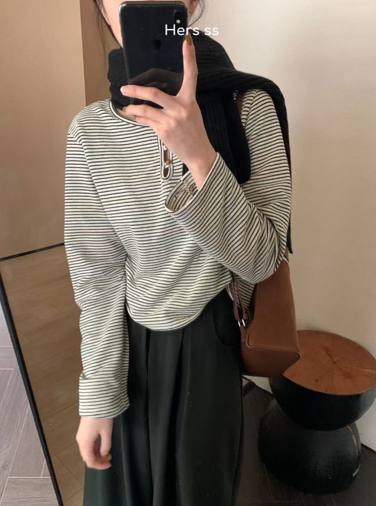 HERS>條紋鈕扣上衣 8852#