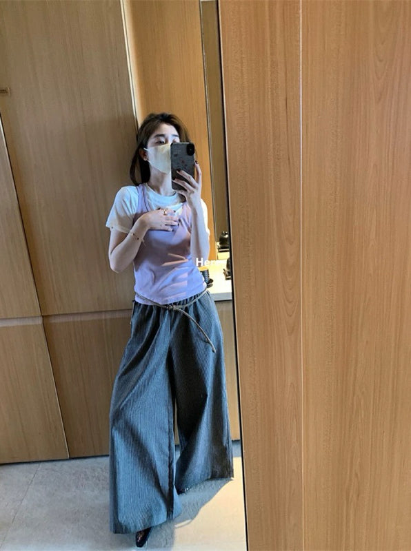 HERS> 復古條紋休閒褲 20624#