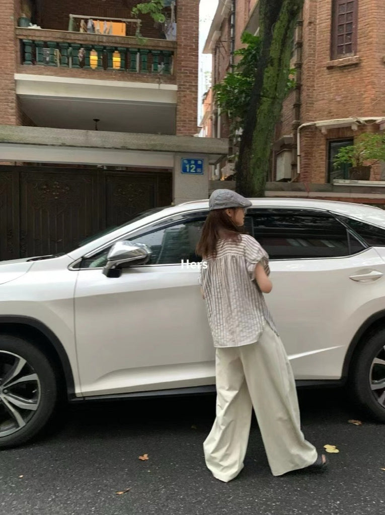 HERS> 小飛袖條紋襯衫 20650#