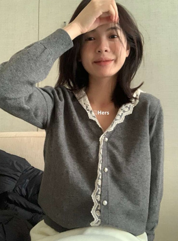 HERS> 蕾絲拼接針織衫 10548#